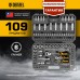 Набор инструментов DENZEL 1/2", 1/4", CrV, S2, пластиковый кейс, 109 предметов