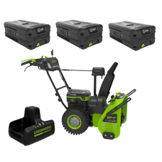 Снегоуборщик самоходный Greenworks GD82ST56 82V (61 см) бесщеточный аккумуляторный c тремя АКБ 5 Ач и двойным ЗУ