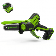 Цепная мини-пила Greenworks 24V G24MCS10 (10 см) аккумуляторная