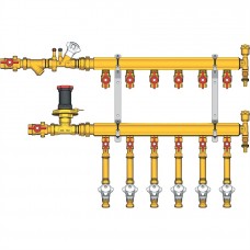 Узел коллекторный Giacomini отопления этажный, подключение тип B3 3/4" x 1/2" / 6, GE553Y046