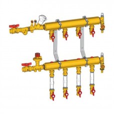 Узел коллекторный Giacomini отопления этажный, со встроенными зап.-регулир. клапанами 1" x 1/2" /5