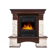 Портал Firelight Pietra Classic камень белый, шпон темный дуб