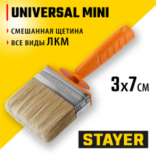 STAYER  Universal MINI, 3 х 7 см, светлая натуральная щетина, пластмассовый корпус, все виды ЛКМ, макловица, Professional (0182-07)