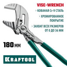 KRAFTOOL  Vise-Wrench, 180 мм, клещи переставные-гаечный ключ (22063)