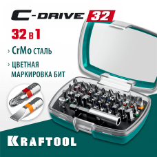 KRAFTOOL 32 шт, Cr-Mo, набор бит CLR многофункциональных 26067-H32