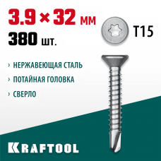 KRAFTOOL 32 х 3.9 мм, 380 шт., нержавеющие саморезы DS-C с потайной головкой 300932-39-032