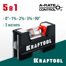 KRAFTOOL A-RATE CONTROL, 5 в 1, компактный магнитный уровень (34787)