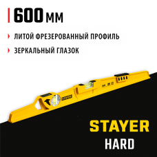 STAYER 600 мм, литой уровень с зеркальным глазком и ударной площадкой HARD 3483-060