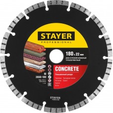 STAYER Ø 180Х22.2 мм, алмазный, турбо-сегментный, диск отрезной CONCRETE 3660-180_z02 Professional