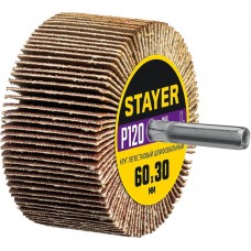 STAYER P120, 60х30 мм, круг шлифовальный лепестковый на шпильке 36608-120