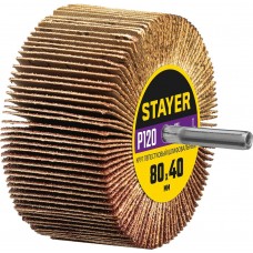 STAYER P120, 80х40 мм, круг шлифовальный лепестковый на шпильке 36609-120