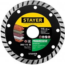 STAYER Ø 115Х22.2 мм, алмазный, сегментный, диск отрезной PROGRESSIVE 3662-115_z02 Professional