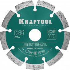 KRAFTOOL Ø 125Х22.2 мм, алмазный, сегментный, по железобетону, высокопрочному бетону диск отрезной UNIVERSAL 36680-125