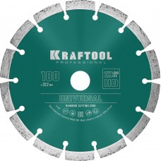 KRAFTOOL Ø 180Х22.2 мм, алмазный, сегментный, по железобетону, высокопрочному бетону диск отрезной UNIVERSAL 36680-180