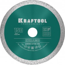 KRAFTOOL Ø 150Х22.2 мм, алмазный, сплошной, по керамограниту, керамической плитке диск отрезной KERAMO 36684-150