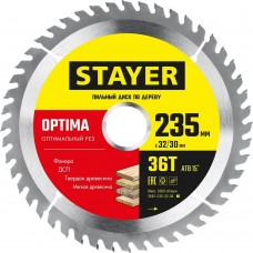 STAYER OPTIMA 235 x 32/30мм 36Т, диск пильный по дереву, оптимальный рез