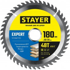 STAYER EXPERT 180 x 30/20мм 48Т, диск пильный по дереву, точный рез