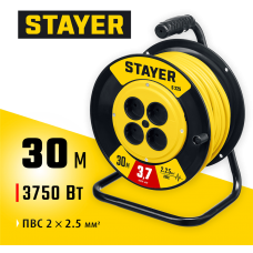 STAYER  S-225 ПВС 2х2.5 30м 3750Вт,  Силовой удлинитель на катушке (55070-30)