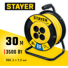 STAYER  S-215 ПВС 2х1.5 30м 3500Вт,  Силовой удлинитель на катушке (55072-30)