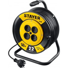 STAYER  S 207 ПВС 2х0.75 50м 2200Вт,  Удлинитель на катушке (55073-50)