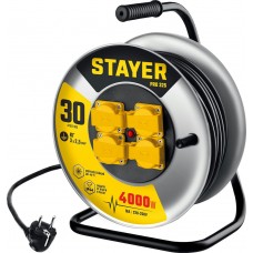 STAYER  PRO 325 КГ 3х2.5 30м 4000Вт IP44, Силовой удлинитель на стальной катушке (55076-30_z01)