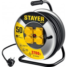 STAYER  PRO 315 КГ 3х1.5 50м 3700Вт IP44, Силовой удлинитель на стальной катушке (55077-50_z01)