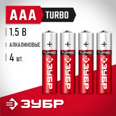 ЗУБР AAA, 4 шт., батарейка щелочная Turbo 59211-4C_z01