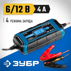 ЗУБР 6В/12В, 4A, автомат, IP65, интеллектуальное зарядное устройство 59300 Профессионал