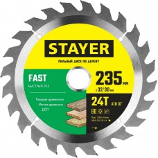 STAYER FAST 235 x 32/30мм 24Т, диск пильный по дереву, быстрый рез