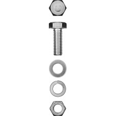 ЗУБР M6 x 16 мм, 12 шт., болт с шестигранной головкой в комплекте с гайкой, шайбой, шайбой пружинной 303436-06-016