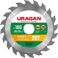 URAGAN Fast 180х30/20мм 20Т, диск пильный по дереву