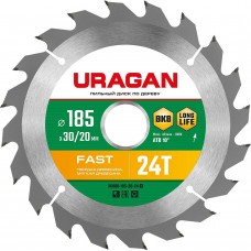 URAGAN Fast 185x30/20мм 24Т, диск пильный по дереву