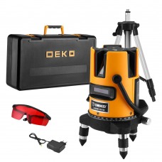 Уровень лазерный самовыравнивающийся в кейсе DEKO DKLL02RB PRO PREMIUM со штативом 1 м (2 линии, красный луч) 065-0102-2