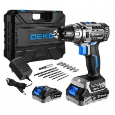 Дрель-шуруповерт аккумуляторная бесщеточная DEKO Sharker 20V в кейсе, 20В, 2*3.0Ач 063-4036