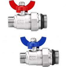 Кран шаровой VARMEGA, НР 1"x3/4", с разъемным соединением, для коллектор. групп, комплект_2 шт