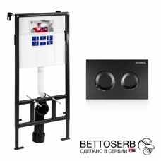 Инсталяция PESTAN SAVA FIX SLIM, клавиша смыва SITNICA, черный матовый