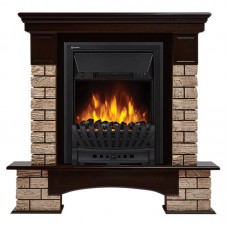 Портал Firelight Forte Wood Classic камень коричневый, шпон темный дуб