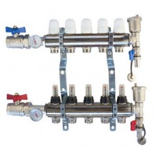 Коллекторная группа (латунь) с расходомерами полный комплект 5 выходов Ø1" TIM (2)