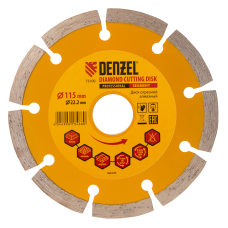 Диск алмазный отрезной DENZEL73100, сегментный, 115 x 22.2 мм, сухая резка