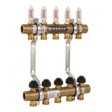 Группа коллекторная HENCO латунная с расходомером, 1"M - 11 x 3/4"EK
