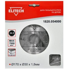 Elitech Диск пильный 170х30 24зуб 1820.054000