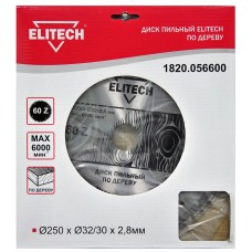 Elitech Диск пильный 250х32/30 60зуб 1820.056600